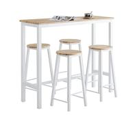 SoBuy Set de 1 Table + 4 Tabourets, Ensemble Table de Bar Bistrot + 4 Tabourets, Mange-Debout Haute Cuisine, pour Salle à Manger, Cuisine, Salon, Blacon OGT22-WN