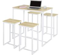 Sobuy Set De 1 Table + 4 Tabourets Ensemble Table De Bar Bistrot, Ogt15-Wn Multicolore