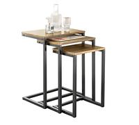 SoBuy Lot de 3 Tables Basses Gigognes, Set de 3 Tables d'appoint Empilables, Bouts de canapé, Style Industriel, FBT102-F