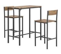SoBuy Set de Table de Bar Extensible avec 2 Tabourets en Bois d'Acacia Massif Marron