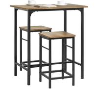SoBuy Ensemble table de bar OGT10-PF - table + 2 tabourets, repose-pieds, bois foncé 80x50x87cm