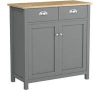 SoBuy Sideboard avec 2 tiroirs et 2 portes Commode Armoire de cuisine avec plan de travail Armoire d'appoint grise LHT env. : 79x80x35cm