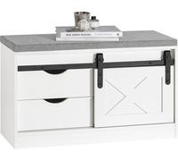SoBuy SoBuy Armoire à chaussures avec siège rembourré - 2 tiroirs et 1 porte coulissante - Max. 225 kg - 80 x 30 x 49 cm - Blanc/ Gris