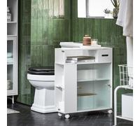 SoBuy SoBuy Armoire de salle de bain sur roulettes avec 2 portes - 60x20x71 cm - Max. 45KG - Blanc
