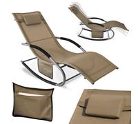 Transat et balancelle bébé SoBuy OGS28-BR Bain de Soleil Chaise Longue Fauteuil à Bascule avec Appui-tête et Pochette