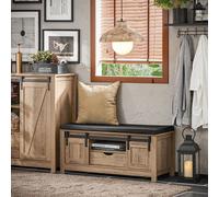 SoBuy SoBuy FSR118-BR Banc à chaussures avec portes coulissantes Étagère à chaussures Banc de garde-robe Banc de couloir Banc de lit Armoire à chaussures Commode de siège Banc