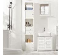SoBuy STR10-W Bibliothèque Étagère sur Pied Étagère de Rangement Meuble Colonne Classeur Armoire Haute