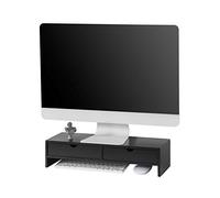 SoBuy Support Écran PC Rehausseur Ecran PC Bureau avec 2 Tiroirs et Rangement Support Moniteur Universel pour Ordinateur Portable ou Écran Noir 47x18x11cm BBF02-SCH