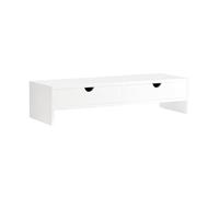 SoBuy Support Écran PC Rehausseur Ecran PC Bureau avec 2 Tiroirs et Rangement Support Moniteur Universel pour Ordinateur Portable ou Écran Blanc 47x18x11cm BBF02-W