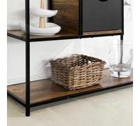 SoBuy Table console entrée bout de canapé table d'appoint avec 3 étagères, 1 tiroir, 1 porte bouteille et 2 porte verre - 100x33x95cm