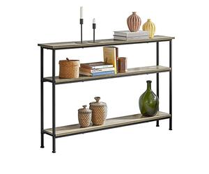 SoBuy Table Console Meuble Entrée Couloir avec 3 Étagères de Rangement, Étagères arrière Canapé, Style Industriel pour Salon ou Hall - L120xP20xH77cm, Métal & Bois - FSB49-PZ