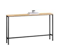 SoBuy Table Console Table d'appoint Bout de canapé Table d’entrée Cadre et 4 Pieds en Fer - L120cm x P20cm x H81cm, Nature et Noir, FSB19-L-E