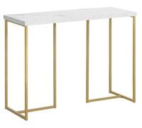 SoBuy Table Console Table d'Appoint Bout de Canapé Table d’Entrée Effet Marbre Cadre en Fer Haute Qualité pour Couloir, Porche, Salon ou Chambre à Coucher 100 x36x75cm - Doré, FSB58-G