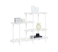 SoBuy Table Console, Table d'Appoint, Table d’Entrée, Étagère de Rangement, Étagère Asymétrique à 4 Niveaux, Cadre en Métal, pour Entrée, Salon, Chambre, 120x40x86 cm, Blanc, FSB89-W