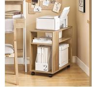 SoBuy Table d'Appoint à Roulettes 2 Niveaux avec Étagères, Bibliothèque Mobile pour Salon, Chambre ou Bureau, 70x35x60 cm Naturel