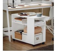 SoBuy Table d'Appoint à Roulettes 2 Niveaux avec Étagères, Bibliothèque Mobile pour Salon, Chambre ou Bureau 70x35x60 cm Blanc