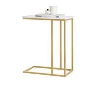 SoBuy Table d'Appoint Effet Marbre Métal Doré 48x30x60 cm