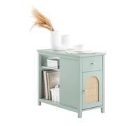 SoBuy Table d'appoint, Meuble d'appoint de Rangement avec Portes en Bambou tressé, Table de Chevet pour Salon et Chambre, 70x35x60cm Vert FBT159-GR