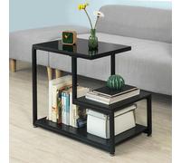 SoBuy Table d'appoint Table de salon avec plateau en verre et 3 étagères, FBT65-SCH