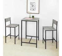 SoBuy Table de bar 3 pièces avec chaises Bar Set Table de salle à manger Table de bistrot avec 2 tabourets de bar Ensemble de sièges