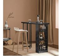 SoBuy Table de Bar Design avec 3 Étagères, Table Haute Bistrot Effet Marbre pour Cuisine, Salle à Manger et Salon 120x50x105 cm