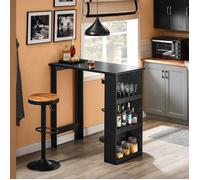SoBuy Table de Bar Haute avec Étagères, Mange Debout Noire 112x57x106 cm pour Cuisine Salon Bureau ou Petit Espace Moderne