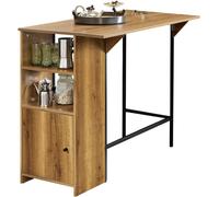 SoBuy Table de bar, table à manger, table haute, table avec étagère, verres à vin et porte-bouteilles, table de cuisine pour cuisine, salle à manger, salon, 108 x 48 x 105cm