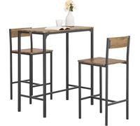 SoBuy Table de bistrot | Meubles de bistrot | Jardin | Table haute | 2 tabourets | Set de 3 pièces | Table L89xL45xH100cm