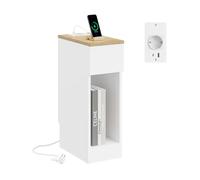 SoBuy Table de Chevet 20cm avec Chargeur et Design de plinthe, 20x35x60cm