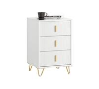 SoBuy Table de chevet FBT115-L-W 3 tiroirs meuble de rangement moderne Blanc 40x40x63 cm