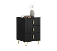 SoBuy Table de Chevet 3 tiroirs, Hauteur 63 cm, 40x40x63 cm Chambre | Table de nuit ergonomique charge 33 kg, meuble gain de place pour petits espaces, Salon, Noir, FBT115-L-SCH