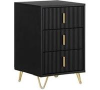 SoBuy Table de chevet FBT115-L-SCH – 3 tiroirs, moderne, noir, L40×P40×H63 cm