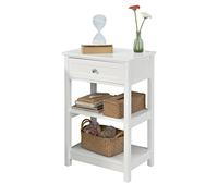 SoBuy Table de Chevet avec 1 Tiroir & 2 Étagères, Table d'appoint Moderne, Blanche, L45 x P30 x H68cm, FBT46-W