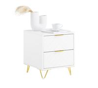 SoBuy Table de Chevet avec 2 tiroirs, Table d'appoint pour Chambre à Coucher - Meuble de Rangement Moderne, Blanc L40 x P42 x H47 cm FBT160-W
