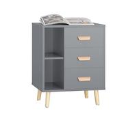 SoBuy Table de Chevet avec 3 Tiroirs et Étagères 48x40x60 cm | Meuble de chevet moderne avec casier de rangement, table d'appoint pour chambre Gris FBT95-HG