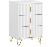 SoBuy Table de Chevet avec 3 Tiroirs, Meuble de Rangement Blanc L40xP40xH63 cm Blanc