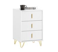 SoBuy Table de Chevet - Table de Nuit avec 3 tiroirs, Table d'appoint pour Chambre à Coucher - Meuble de Rangement Moderne, Blanc L40 x P40 x H63 cm FBT115-L-W