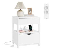 SoBuy Table de Chevet avec 4-en-1 Station de Charge, 45x38x55,5 cm