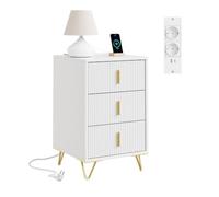 SoBuy Table de Chevet avec Station de Charge et 3 tiroirs, 40x40x63,5 cm