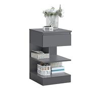 SoBuy Table de chevet FBT49-HG – 1 tiroir, 2 étagères, L39×P39×H65 cm, Gris