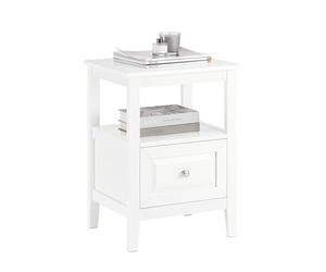 SoBuy Table de Chevet avec Tiroir et Rangement 45x35x60 cm | Table d'appoint et bout de canapé adaptée à toutes les chambres, meuble Blanc FBT131-W