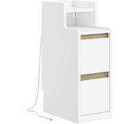 SoBuy | Table de chevet blanche avec 2 tiroirs | Meuble de rangement avec chargeur sans fil intégré | Petite commode en panneau de particules pour salon | 22×34×60 cm | Capacité de charge 17 kg | FBT1