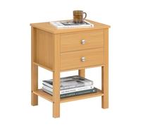 SoBuy Table de Chevet Bout de Canapé Table de Nuit Table d'Appoint Table Basse avec 1 Étagère et 2 Tiroirs pour Salon, Chambre ou Bureau, 45x35x60 cm, Couleur Nature, FBT114-N