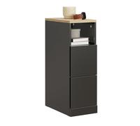SoBuy Table de Chevet Étroite 20 cm, Table d'Appoint Fine avec 2 Tiroirs et Compartiment Ouvert, Chevet de Lit pour Petit Espace, côté canapé ou lit, 20x35x60 cm Noir, FBT149-SCH