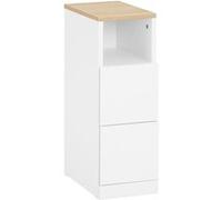 SoBuy Table de Chevet Étroite à 2 Tiroirs avec Étagère, Blanc, L20xP35xH60cm