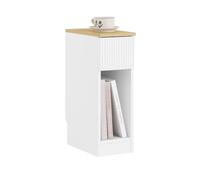 SoBuy Table de Chevet Étroite et Fine avec Tiroir et Étagère - Table de Nuit Bout de Canapé Chevet de Lit - Rangement pour Chambre ou Salon Blanc L20 x P35 x H60 cm FBT111-W