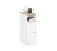 SoBuy Table de Chevet Étroite Table d'Appoint Fine avec 2 Tiroirs et Étagère Chevet de Lit Rangement pour Chambre à Coucher Salon Blanc L 20 x P 35 x H 60 cm FBT149-WN