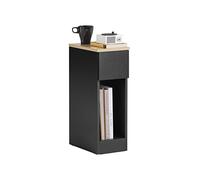 SoBuy Table de Chevet Étroite Table d'Appoint Fine avec Tiroir et Étagère Table de Nuit Bout de Canapé Chevet de Lit Rangement pour Chambre à Coucher Salon Noir L 20 x P 35 x H 60 cm FBT111-SCH