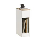 SoBuy Table de Chevet Étroite Table d'Appoint Fine avec Tiroir et Étagère Table de Nuit Bout de Canapé Chevet de Lit Rangement pour Chambre à Coucher Salon Blanc L 20 x P 35 x H 60 cm FBT111-WN