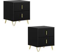 SoBuy Table de chevet Lot de 2 avec 2 tiroirs Table de canapé Table d'appoint Table de chevet Noir LHT env. 40x47x40cm FBT115-SCHx2